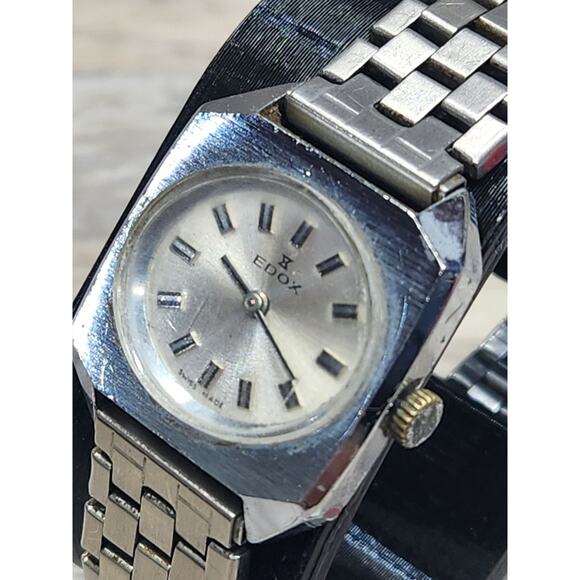 Edox Square Silver Swiss, Women's Watch, Genuine, Adjustable Band. Needs Service - Picture 5 of 7